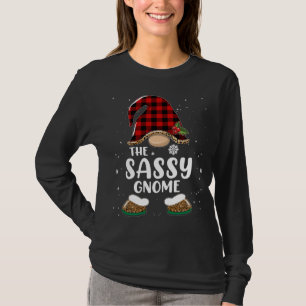 T-shirt Sassy Gnome Buffalo Plaid Matching Family Christma