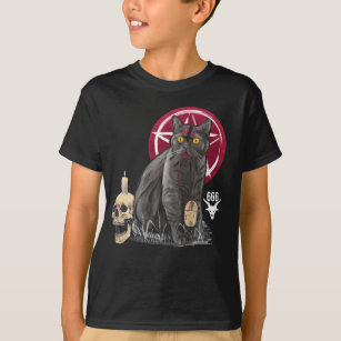 T-shirt Satan Chat Occulte Kitten Gothique Animal Drôle