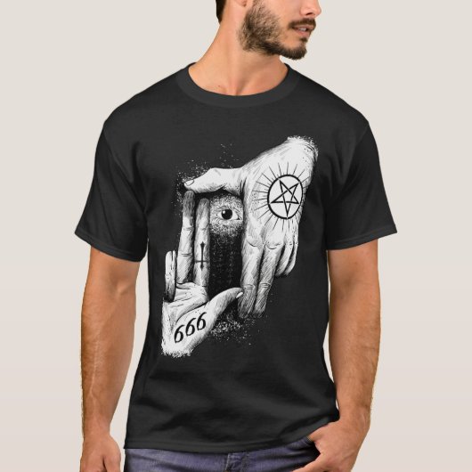 T-shirt Satan is Watching you 666 Occult Baphomet Goat Sat (Devant)