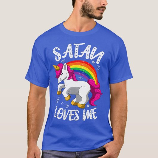 T-shirt Satan M'Aime Drôle Unicorne Rainbow Goth (Devant)