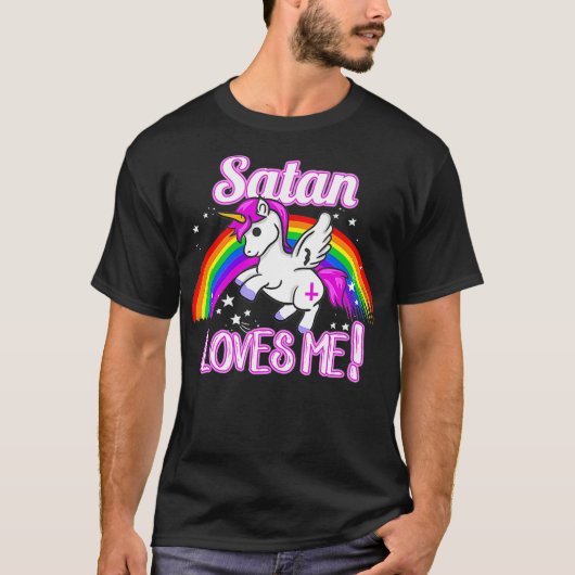 T-shirt Satan M'Aime Unicorne Religion Non Croyant (Devant)