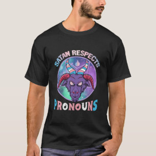 T-shirt Satan Respects Pronouns Transgender Trans Flag