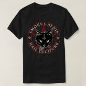 T-shirt Satanic Black Cat Hail Satan Smoke Catnip Hail Luc (Design devant)
