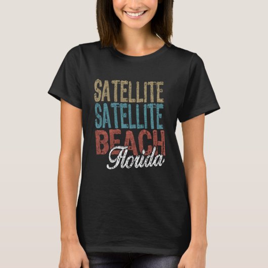 T-shirt SATELLITE BEACH Florida HIBISCUS & SCRIPT Trois À (Devant)