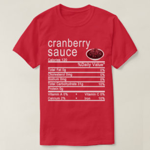 T-shirt sauce aux canneberges étiquette de la nutrition