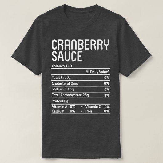 T-shirt Sauce canneberge Valeur nutritive (Design devant)