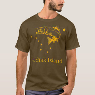 T-shirt Saumon de l'île de Kodiak Pêche au drapeau de l'Ét