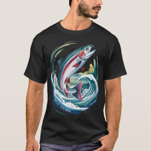 T-shirt Saumon Sauvage Sautant dans la Rivière – Saumon