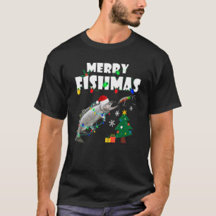 T-shirt Saumon Steelhead Joyeux Fishmas Noël Roi Trou