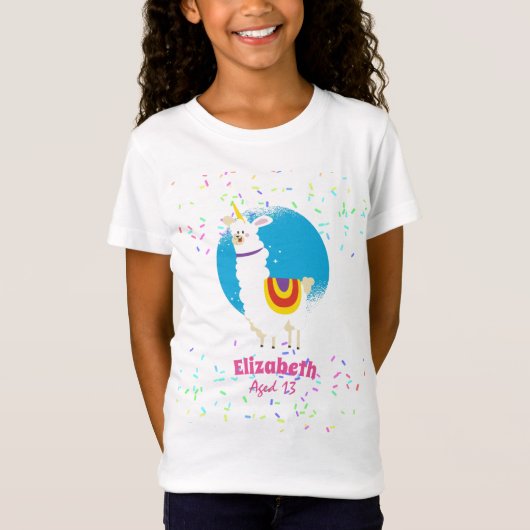 T-Shirt Saupoudrer Llama Unicorn Girls mignon Cadeaux Nomm (Devant)