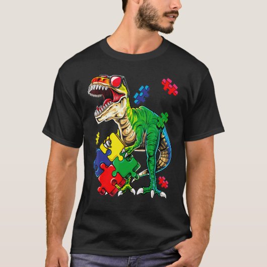 T-shirt Saurus Dinosaur Saurus Sensibilisation à l'autisme (Devant)