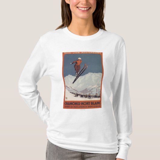 T-shirt Saut à skis - affiche olympique de promo de PLM (Devant)