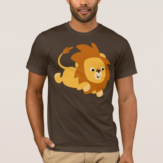 T-shirt sautant de lion de bande dessinée mignonne (Devant)