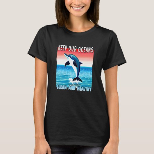 T-shirt Sauter Dolphin garder nos océans propres et en san (Devant)