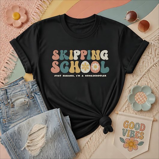 T-shirt Sauter l'école Drôle d'élève à domicile Rétro