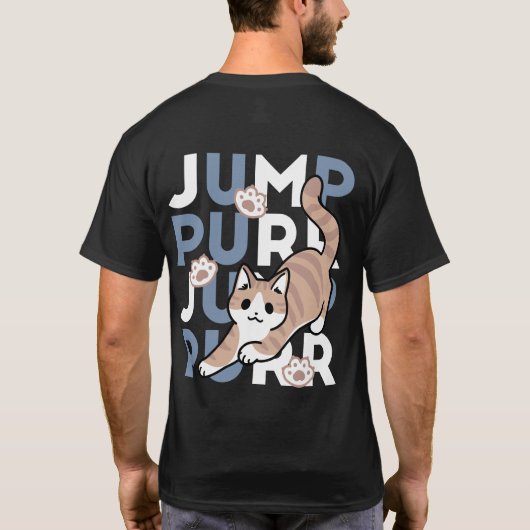 T-shirt Sauter Purr Jump : Conception de chat joueuse avec (Dos)