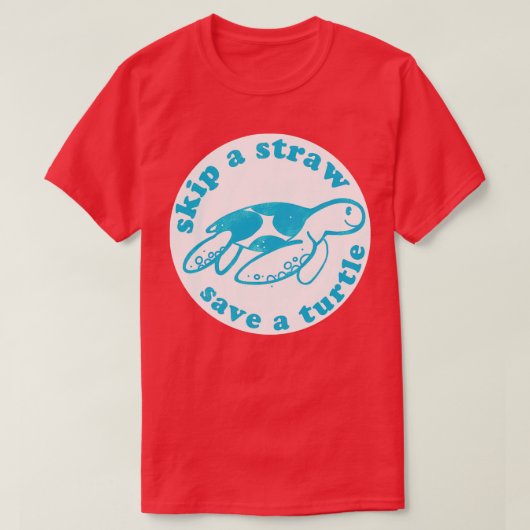 T-shirt Sauter une paille Sauver une tortue (Design devant)