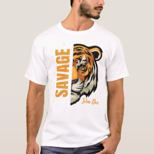 T-shirt Sauvage Bengale Tigre Typographie Sauvage Alpha Ho
