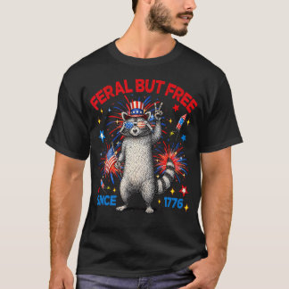 T-shirt Sauvage et libre depuis 1776 Drôle de Raton laveur