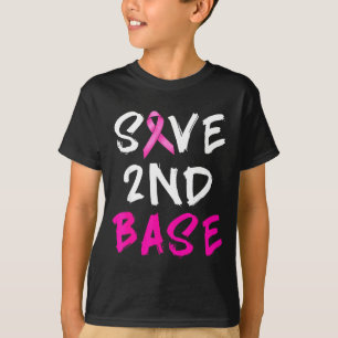 T-shirt Sauver deuxième 2ème base ruban rose drôle sein