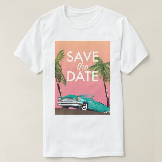 T-shirt Sauver la date voiture décapotable vintage (Design devant)