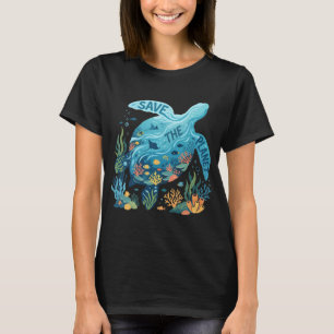 T-shirt Sauver la planète tortue marine bleue