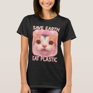 T-shirt Sauver la Terre Manger du Plastique Chiot Mignon C