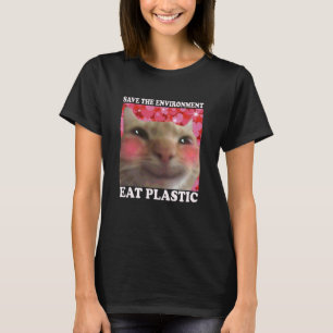 T-shirt Sauver L'Environnement Manger Chat En Plastique -