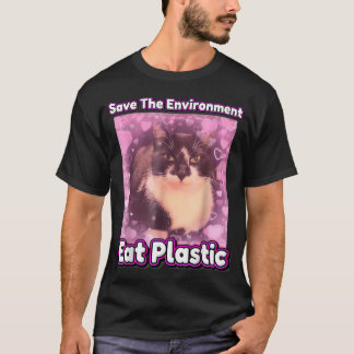 T-shirt Sauver L'environnement Manger Chat En Plastique Mè