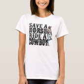 T-shirt Sauver un cheval monter un cowboy (Devant)