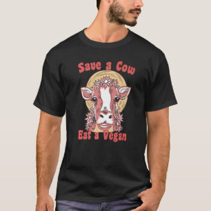T-shirt Sauver une vache mangez végan anti seconde main vé