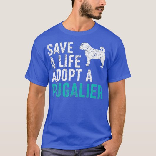 T-shirt Sauver une vie adopter un chien secourir Pugalier (Devant)