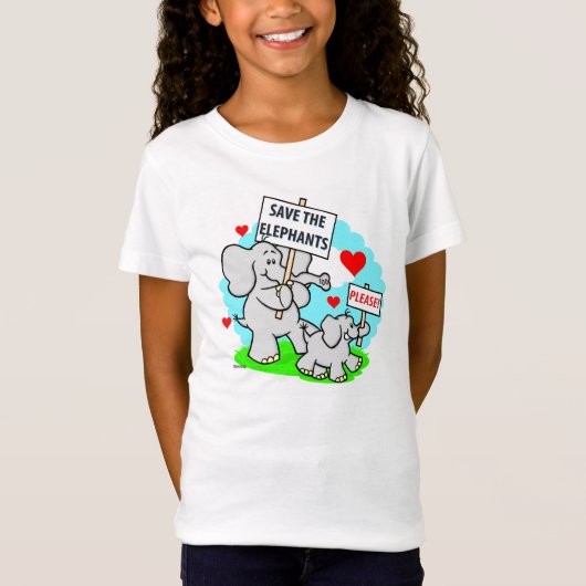T-Shirt Sauvez la chemise de filles d'éléphants (Devant)