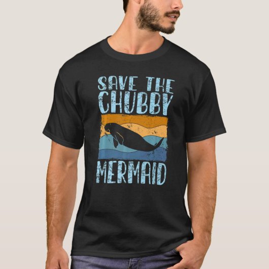 T-shirt Sauvez La Sirène De Chubby Sauvez Le Manatee Retro (Devant)