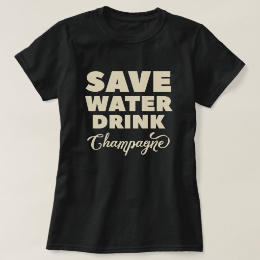 T-shirt Sauvez l'eau, boisson Champagne (Design devant)