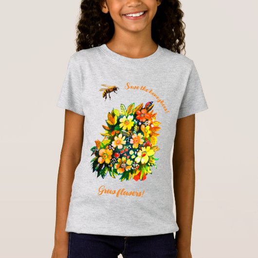 T-Shirt Sauvez les abeilles, faites pousser des fleurs (Devant)