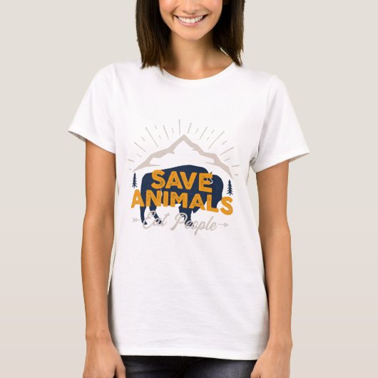 T-shirt Sauvez les animaux Mangez les gens (Devant)