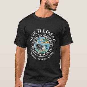 T-shirt Sauvez Les Océans Gardez La Tortue Sans Plastique