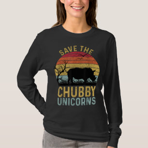 T-shirt Sauvez Les Unicornes Chubby Vintage Funny Rhino An