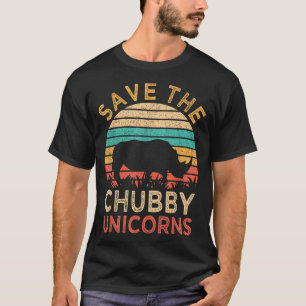T-shirt Sauvez Les Unicornes Chubby Vintage Funny Rhino An