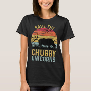 T-shirt Sauvez Les Unicornes Chubby Vintage Funny Rhino An