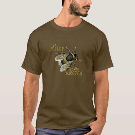 T-shirt Sauvez l'illustration de cru d'abeilles (Devant)