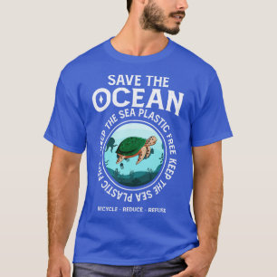T-shirt Sauvez L'Océan Gardez La Mer Plastique Libre Tortu