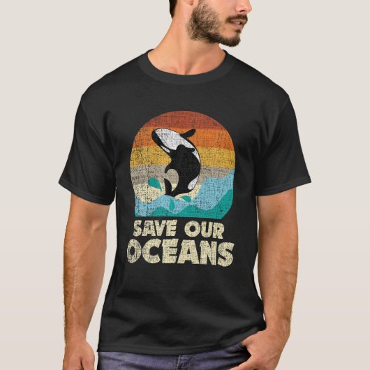 T-shirt Sauvez nos océans Orca Whale - Jour des terres (Devant)