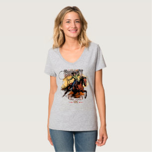 T-shirt Sauvez un cheval; Montez un cowboy Femme col V