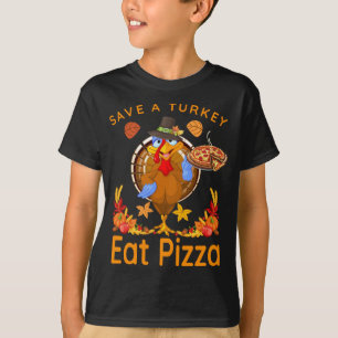 T-shirt Sauvez un Drôle Pèlerin de Turquie Mange Pizza Veg