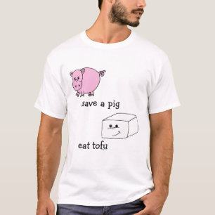 T-shirt sauvez un porc mangent le tofu