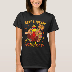 T-shirt Sauvez Une Turquie Mange Pizza Drôle Hommes D'Acti