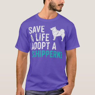 T-shirt Sauvez une vie adopter un chien secourt Schipperke