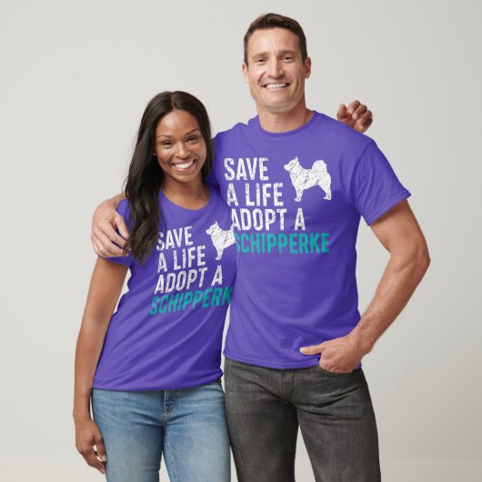 T-shirt Sauvez une vie adopter un chien secourt Schipperke (Unisexe)